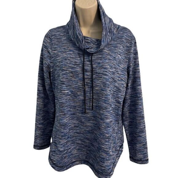 Talbots Blue and Black Pullover with cowl neck. Size Small Petite - Picture 1 of 5